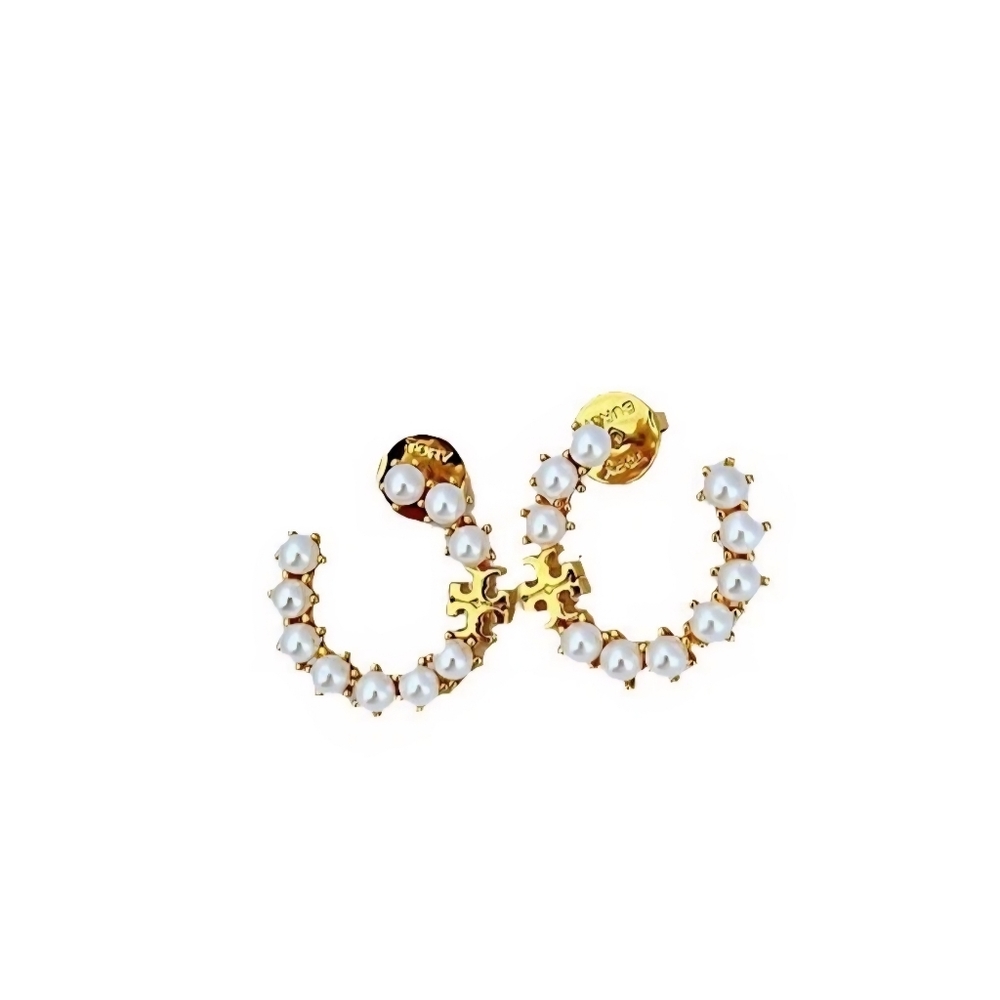 Tory Burch Gold and White Pearl Earrings - Picture 3 of 3